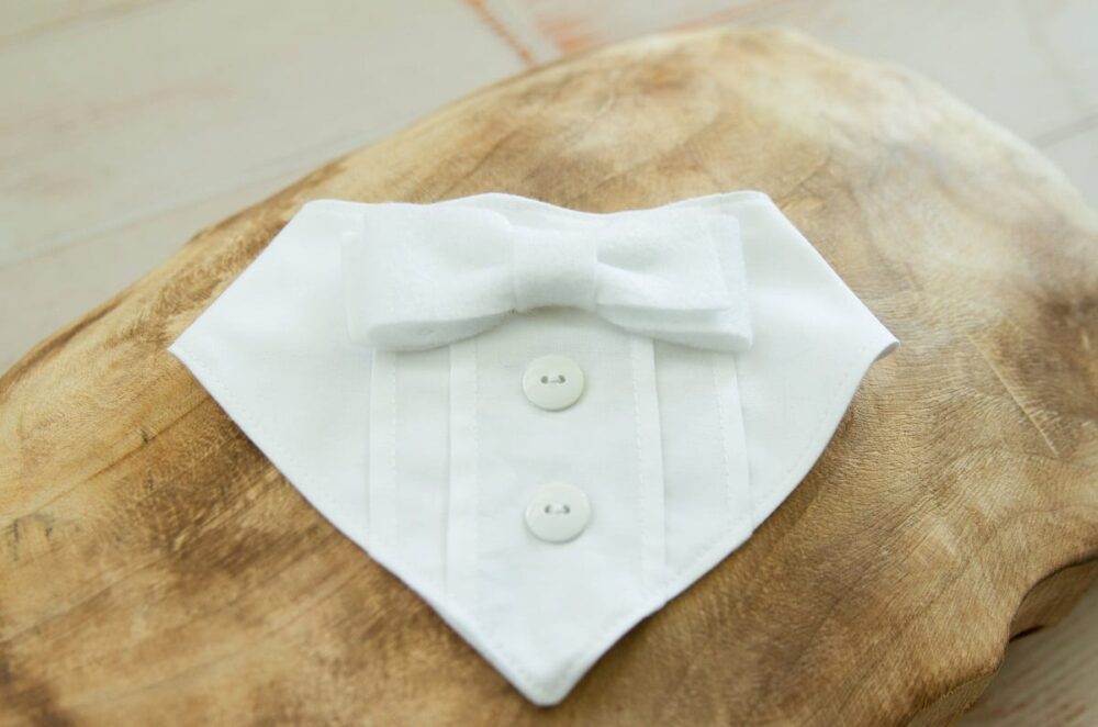 White tuxedo bandanna for baby boys