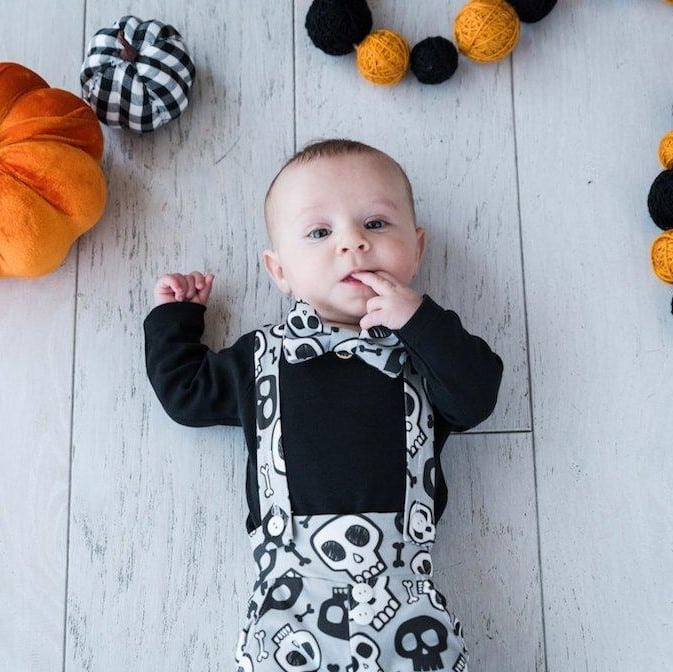 baby halloween skeleton print outfit