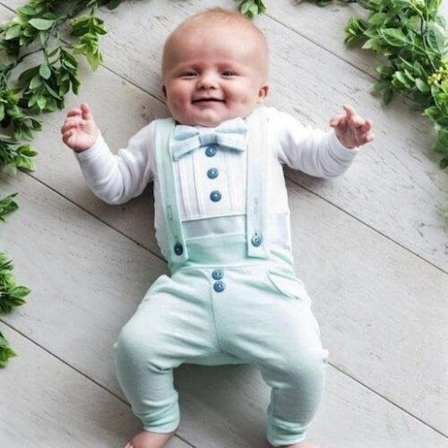 mint green baby boy bow tie outfit