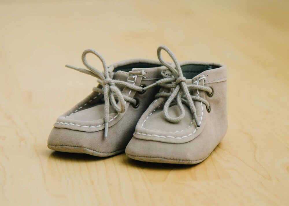 Gray baby boy suede lace up shoes