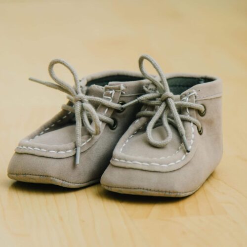 Gray baby boy suede lace up shoes