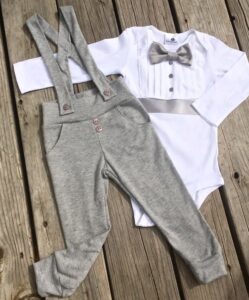 Baby Tuxedo Grey | Blessed Baby Collection| Bebe Couture